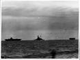 HMS Ark Royal in company with HMS Malaya, flying off a Hurricane and just before being torpedoed. 13.11.1941
