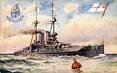 Postcard: HMS Queen Elizabeth (1913). Colour illustration of the ship underway.