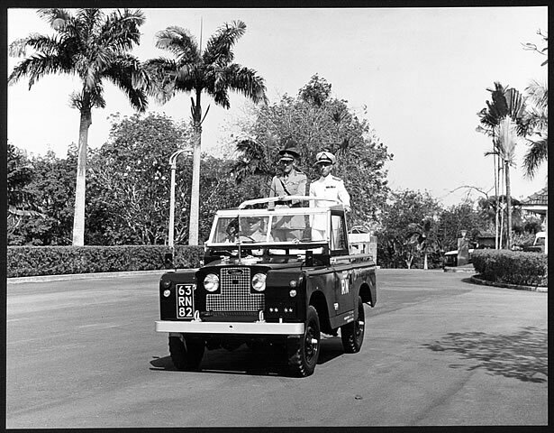 Admiral Twiss accompanying General Sir Cleaver in Landrover c.1967.