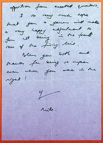 Letter from Michael Le Fanu to Twiss about Twiss leaving his post of 2nd Sea Lord, dated 16 March 1970.